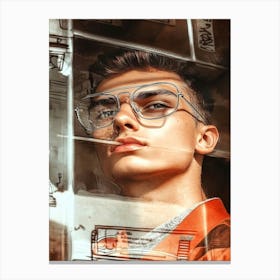 Portrait Of A Young Man With Glasses Canvas Print