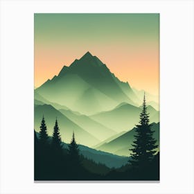 Misty Mountains Vertical Composition In Green Tone 90 Canvas Print