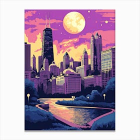 Chicago In Risograph Style 4 Canvas Print