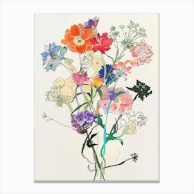 Scabiosa 1 Collage Flower Bouquet Canvas Print