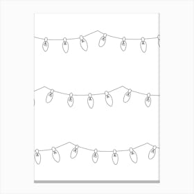 Line Art Christmas Holiday String Lights Black and White Color In Yourself Canvas Print