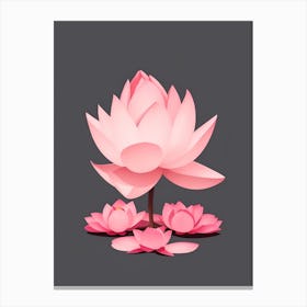 A Pink Lotus In Minimalist Style Vertical Composition 13 Canvas Print