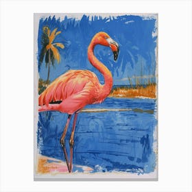 Greater Flamingo Salt Pans And Lagoons Tropical Illustration 5 Canvas Print