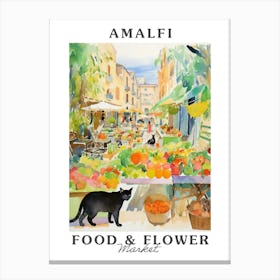 Food Market With Cats In Amalfi 1 Poster Canvas Print