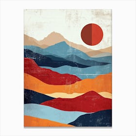 Sunset In The Mountains 456, Minimalism Canvas Print