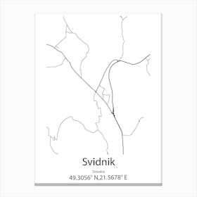 Svidnik,Slovakia Minimalist Map Canvas Print