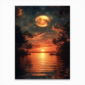 Full Moon Over Water 2 Canvas Print