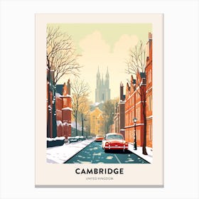 Vintage Winter Travel Poster Cambridge United Kingdom 3 Canvas Print