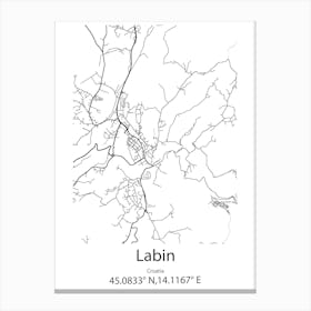 Labin,Croatia Minimalist Map Canvas Print