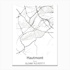 Hautmont,France Minimalist Map Canvas Print