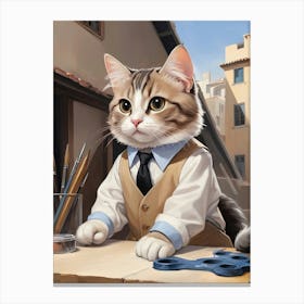 Architect Cat In A Suit Pet Canvas Print