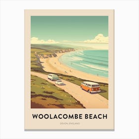 Devon Vintage Travel Poster Woolacombe Beach Canvas Print