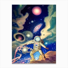 Astronaut Space Dancing Spacecore Cartoon Nasa Galaxy Outer Space Universe Sci Fi Science Fiction Canvas Print