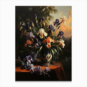 Baroque Floral Still Life Iris 2 Canvas Print