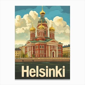 Aihrgdesign A Retro Travel Poster For Helsinki 1 Canvas Print