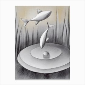 Two Fish Jumping Over A Pond Canvas Print