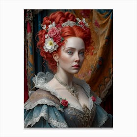 A painting of a upclose stunning red haired woman Canvas Print