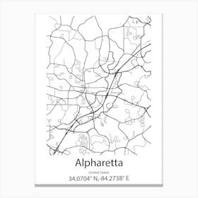 Alpharetta,United States Minimalist Map Canvas Print