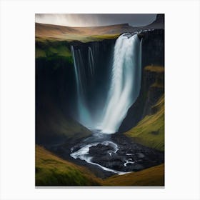 Langisjór Waterfall, Iceland Realistic Photograph (2) Canvas Print