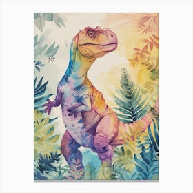 Pastel Rainbow Allosaurus Dinosaur 1 Canvas Print