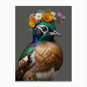 Bird With A Flower Crown 8 Canvas Print