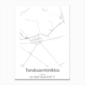 Torokszentmiklos,Hungary Minimalist Map Canvas Print