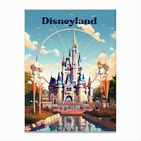 Disneyland Theme Park Cinderella Castle Travel Art Illustration Canvas Print