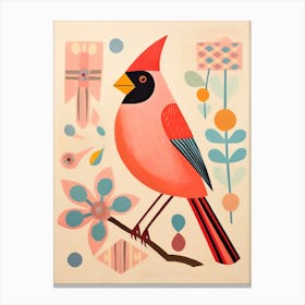 Pink Scandi Northern Cardinal 1 Canvas Print