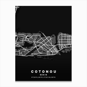 Cotonou Benin Black Map Canvas Print