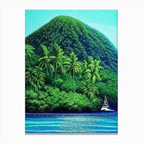 Cocos Island Costa Rica Pointillism Style Tropical Destination Canvas Print