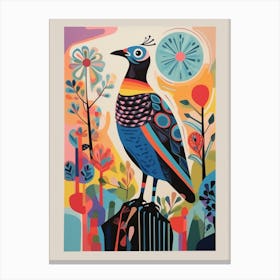 Colourful Scandi Bird Grouse 1 Canvas Print