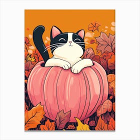 Cat In A Pumpkin Canvas Print