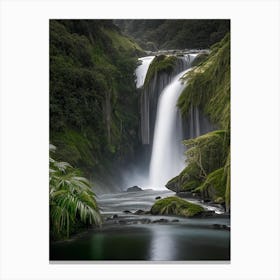 Sutherland Falls, New Zealand Realistic Photograph (2) Canvas Print