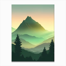 Misty Mountain Background Green Color Theme Sunset Simple Minimalistic Vector Art Light Color 6 2023102511503465 Cmhc Yaij Canvas Print