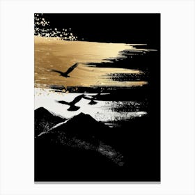 Black And Gold Birds 2 Canvas Print