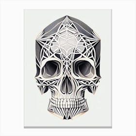Skull With Geometric Designs 1 Line Drawing Canvas Print