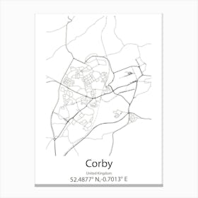 Corby,United Kingdom Minimalist Map Canvas Print