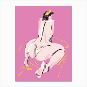 Female Nude Back View Pink Canvas Print