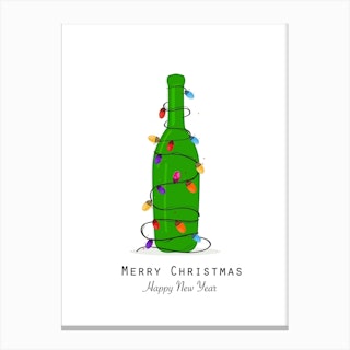 Christmas Champagne Bottle Canvas Print