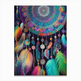 Bohemian Inspired whimsical multi-colored Dreamcatcher Series - 2 Canvas Print