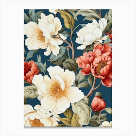 Peony Floral Pattern Canvas Print