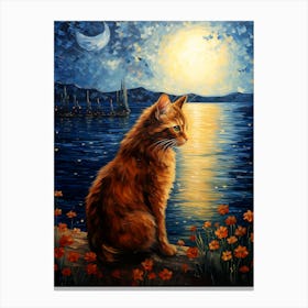 Cat Sunflowers Wall Art 7 Canvas Print