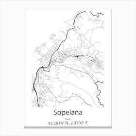 Sopelana,Spain Minimalist Map Canvas Print