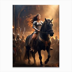 Woman Riding A Horse Canvas Print