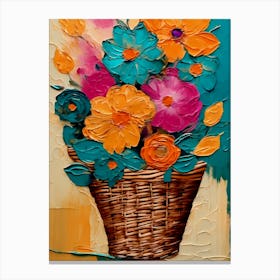 Basket Of Flowers 3 Canvas Print
