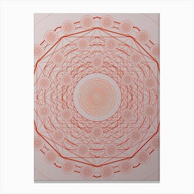 Geometric Abstract Glyph Circle Array in Tomato Red n.0108 Canvas Print