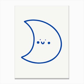 Kawaii Moon Illustration Canvas Print