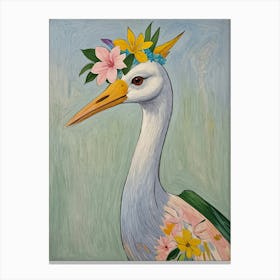 Bird With Flower Crown no1 Canvas Print