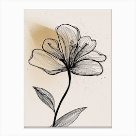 Lilies Line Art Flowers Illustration Neutral 10 Canvas Print