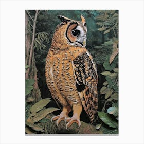 African Wood Owl Relief Illustration 1 Canvas Print